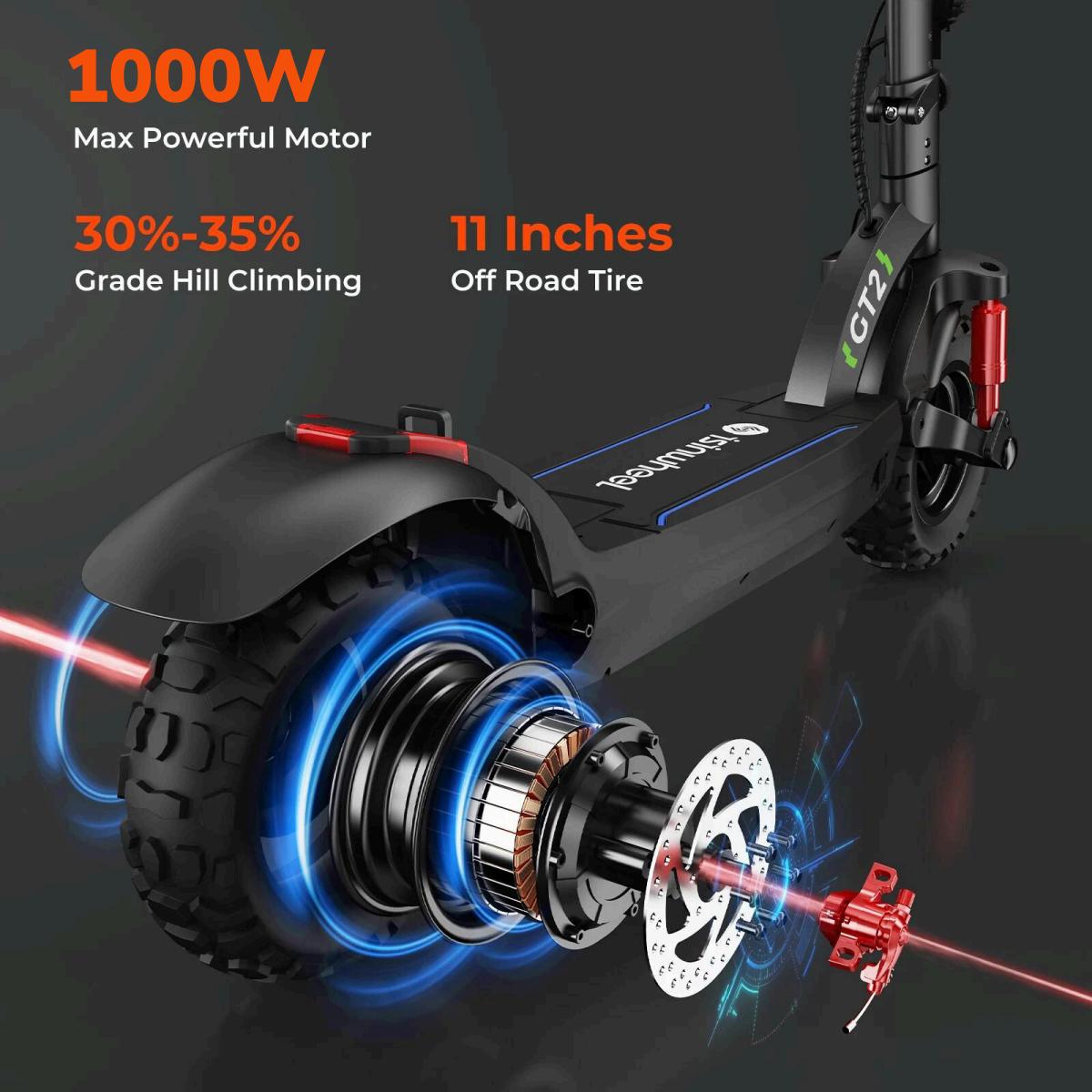 isinwheel® 1000W 60KM Long Range E-Scooter GT2