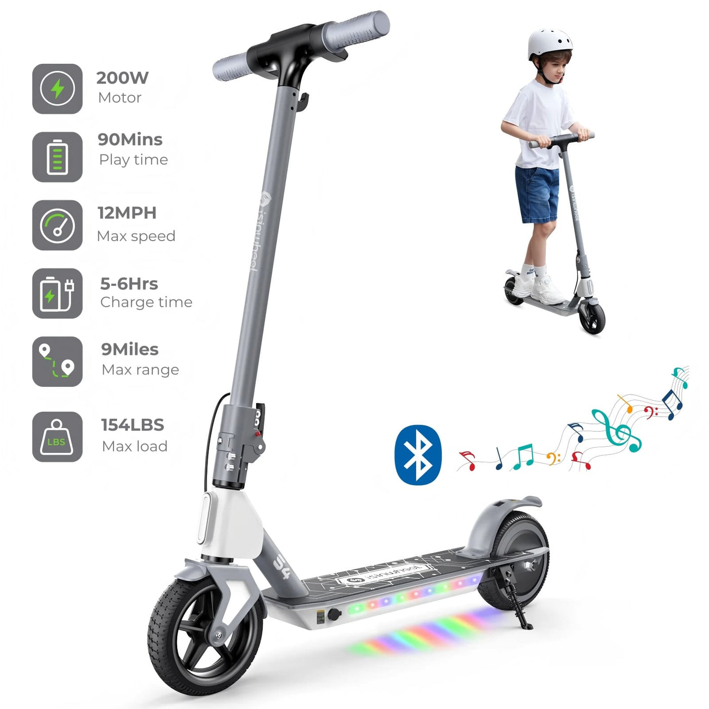 isinwheel® S7/S4 Glow Adjustable Kids E-Scooter