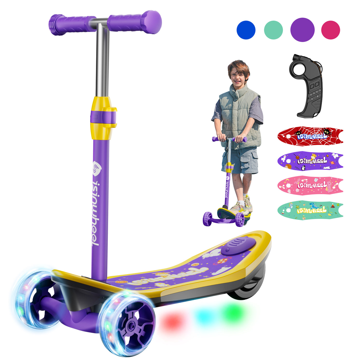 isinwheel MiniSpider 3 Wheel Kids Electric Scooter for boys aged 3-12