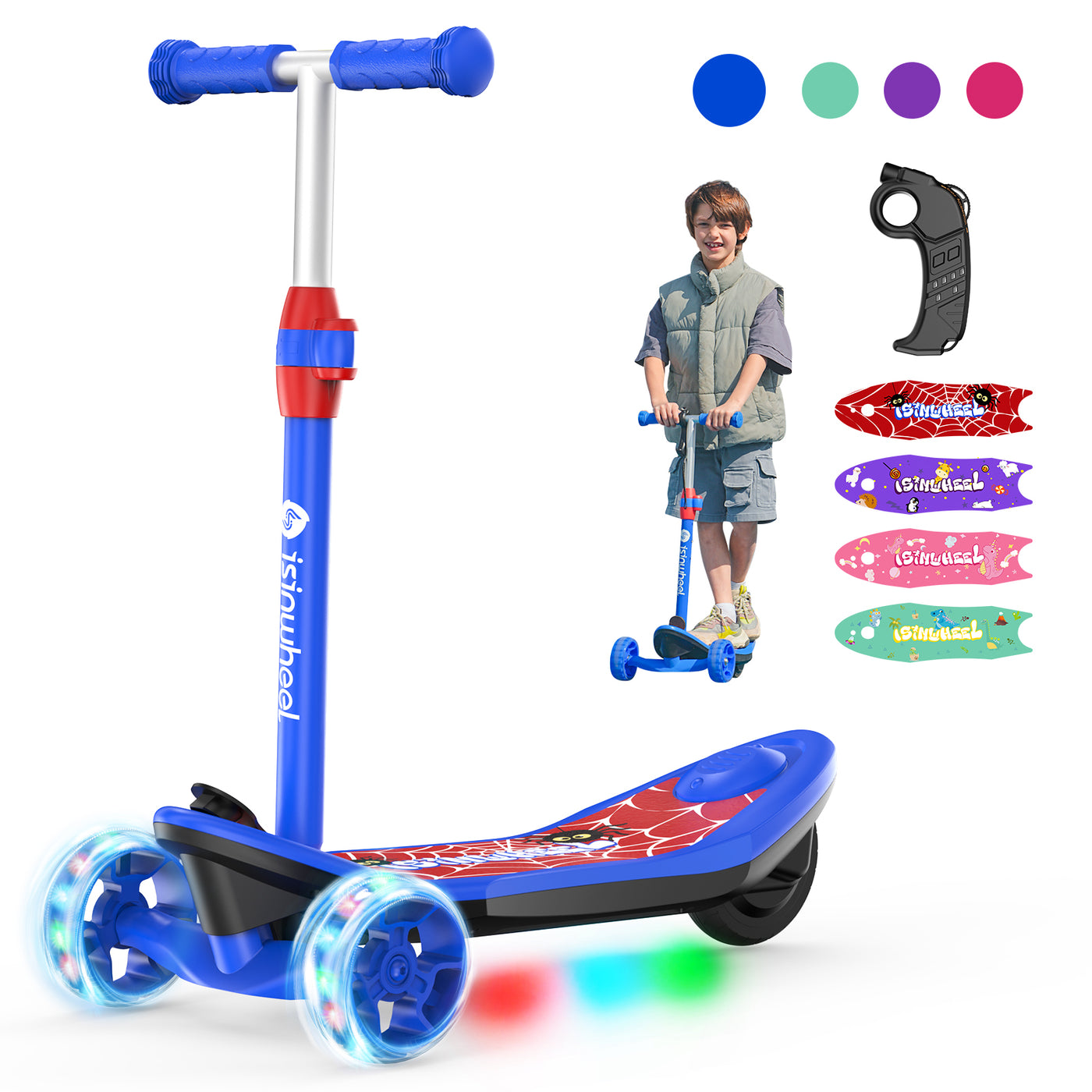 isinwheel MiniSpider 3 Wheel Kids Electric Scooter for boys aged 3-12