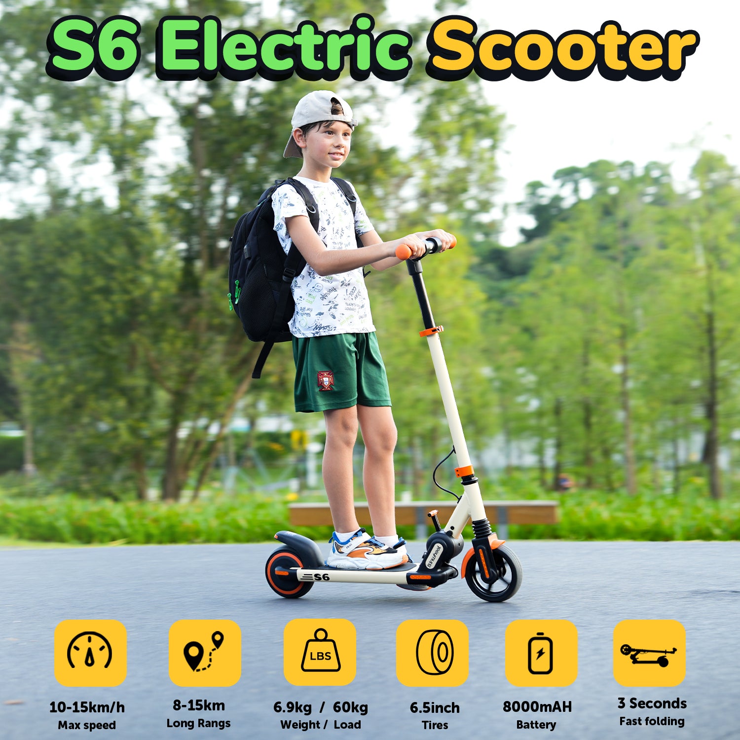 isinwheel® S6 Kids Electric Scooter Height Adjustable