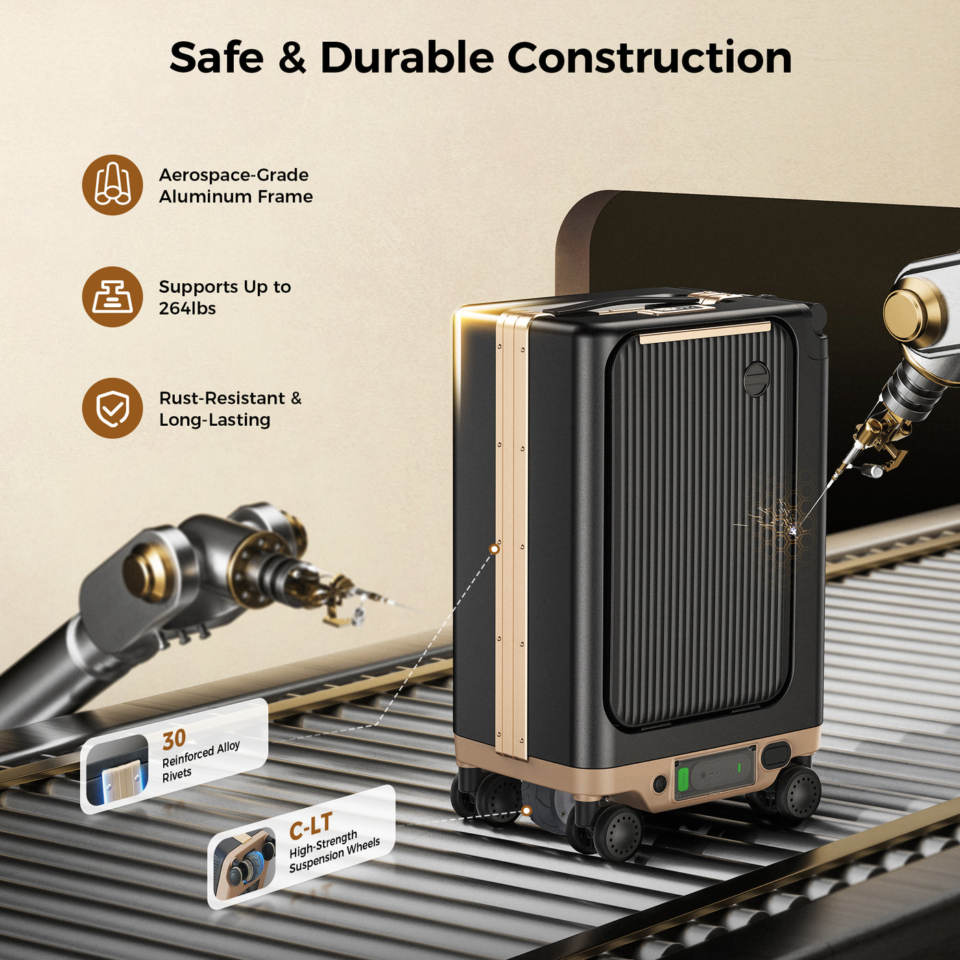 isinwheel® 22-Inch Cabin-Size Electric Suitcase Airline Approved