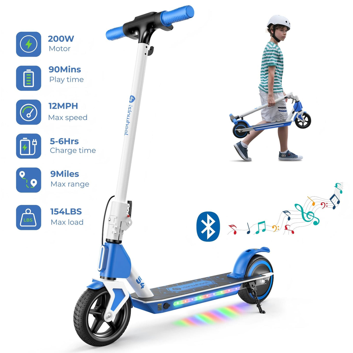 isinwheel® S7/S4 Glow Adjustable Kids E-Scooter