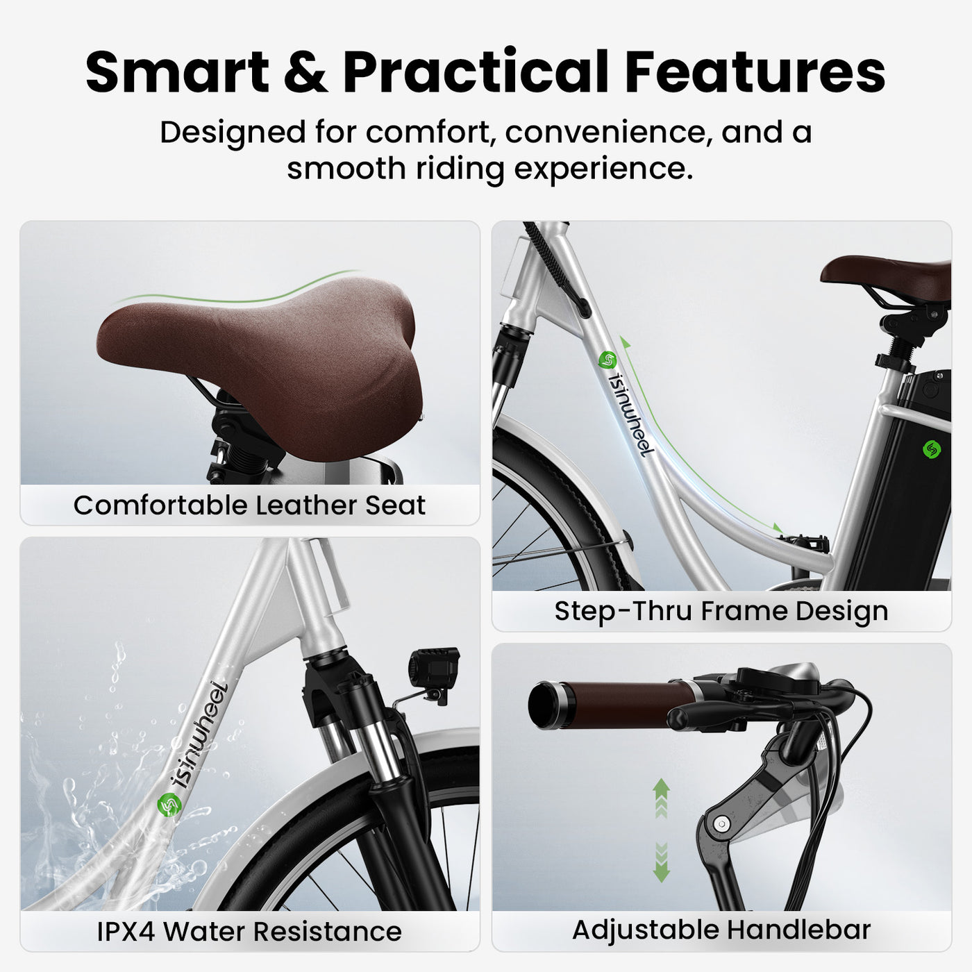 iSinwheel U2 City Commuter Electric Bike 65Miles Range