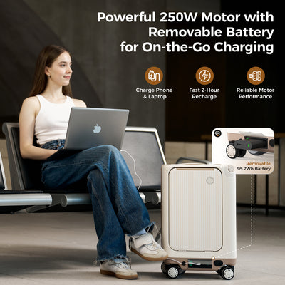 isinwheel® 22-Inch Cabin-Size Electric Suitcase Airline Approved