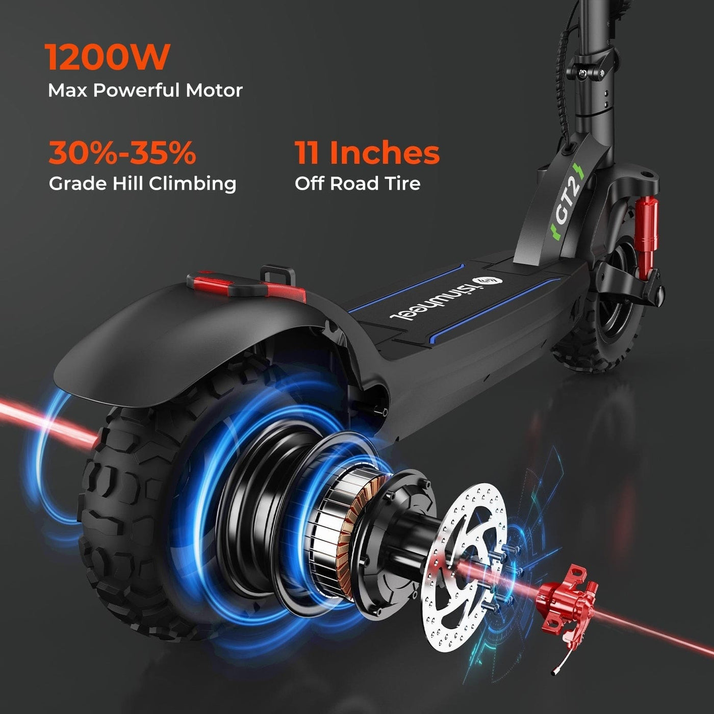 isinwheel® GT2 Off Road Electric Scooter 1200W