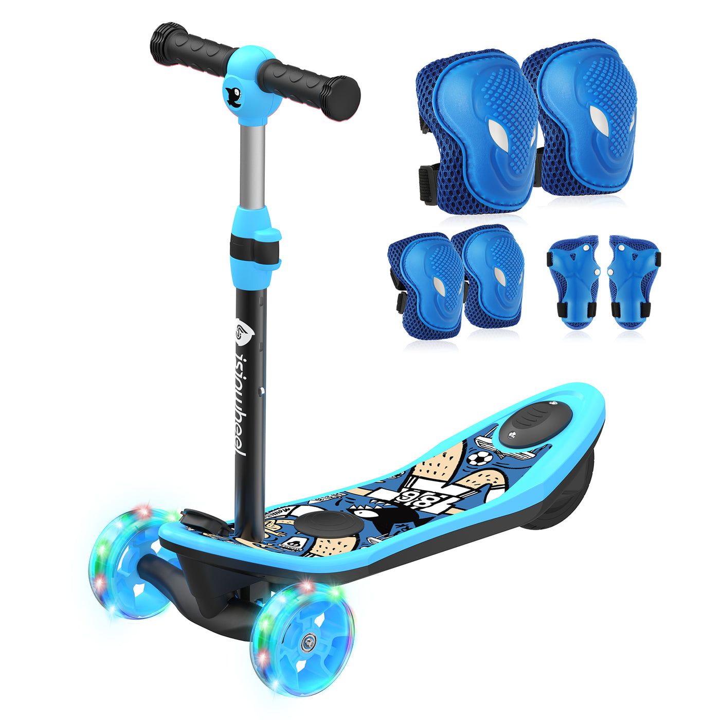 isinwheel 3 wheel kids electric scooter blue